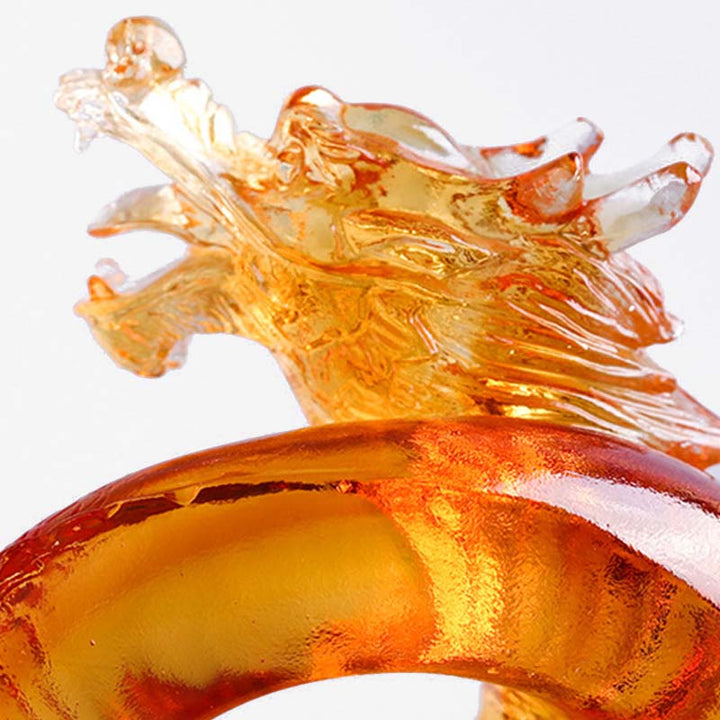 Buddha Stones Anno del Drago Fatto a mano Zodiaco cinese Drago giallo Liuli Cristallo Pezzo d'arte Protezione Decorazione dell'ufficio domestico - image 7