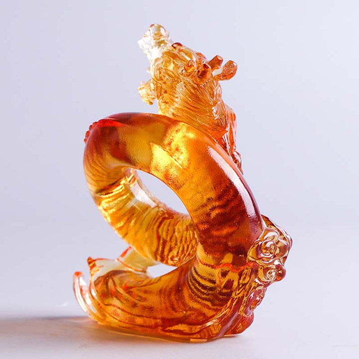 Buddha Stones Anno del Drago Fatto a mano Zodiaco cinese Drago giallo Liuli Cristallo Pezzo d'arte Protezione Decorazione dell'ufficio domestico - image 4