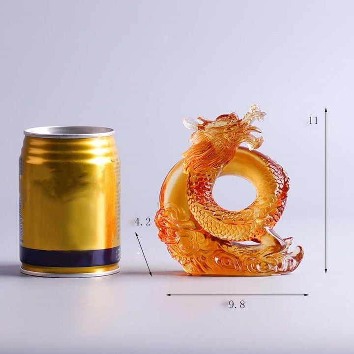 Buddha Stones Anno del Drago Fatto a mano Zodiaco cinese Drago giallo Liuli Cristallo Pezzo d'arte Protezione Decorazione dell'ufficio domestico - image 12