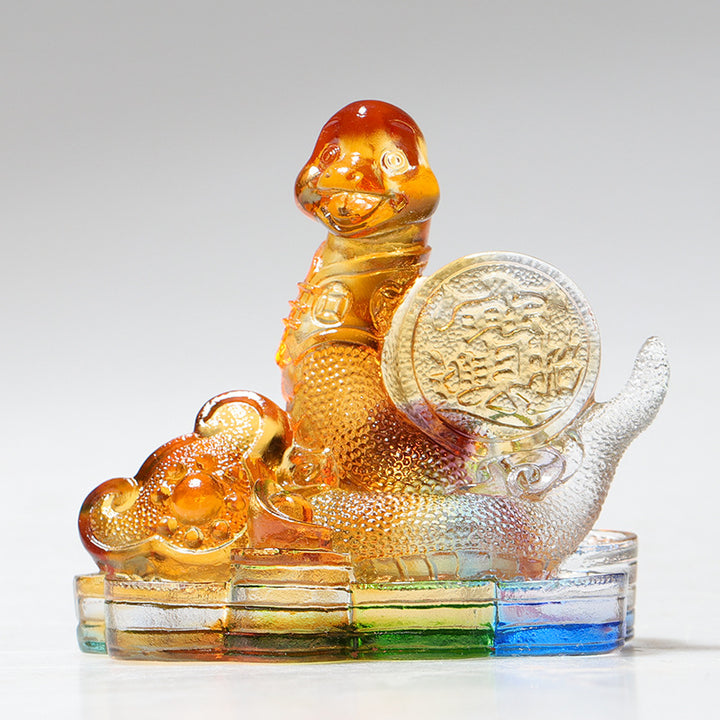 Buddha Stones Anno del Drago Fatto a mano 12 Zodiaco cinese Liuli Cristallo Arte Pezzo Protezione Casa Ufficio Decorazione - Serpente di circa 8,5*5,5*8 cm - image 11