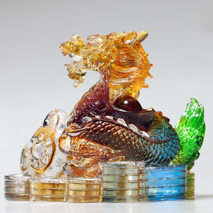 Buddha Stones Anno del Drago Fatto a mano 12 Zodiaco cinese Liuli Cristallo Arte Pezzo Protezione Casa Ufficio Decorazione