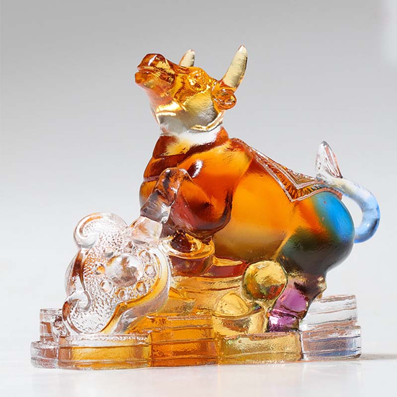 Buddha Stones Anno del Drago Fatto a mano 12 Zodiaco cinese Liuli Cristallo Arte Pezzo Protezione Casa Ufficio Decorazione