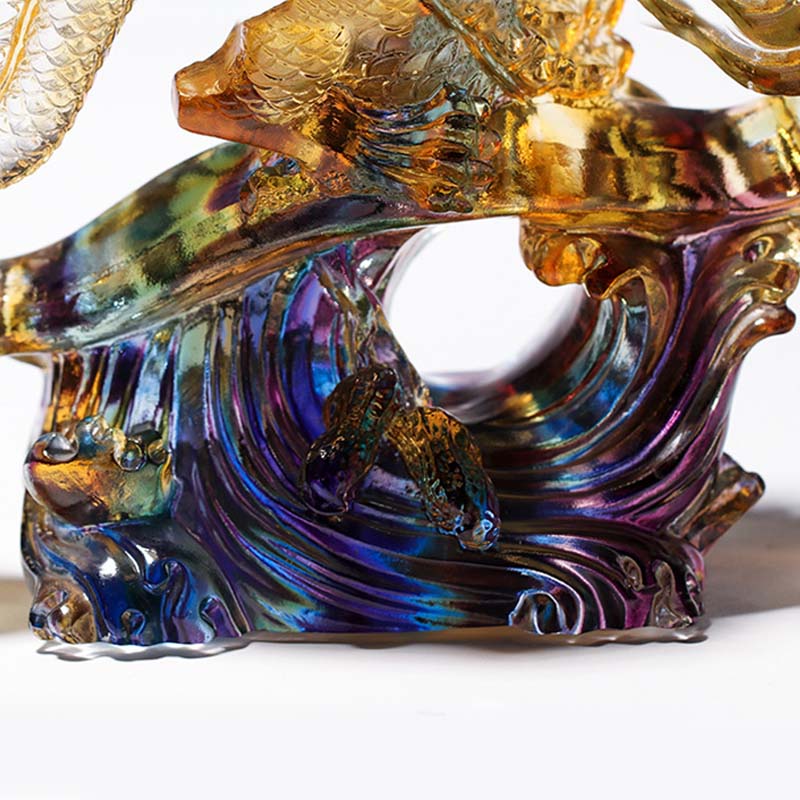 Buddha Stones Anno del Drago Manico Ruyi fatto a mano Pezzo d'arte in cristallo Liuli Protezione Decorazione per casa e ufficio - image 4