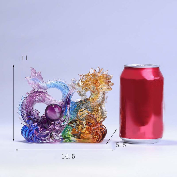 Buddha Stones Anno del Drago Drago fatto a mano che gioca con lingotto di perle Liuli Cristallo Pezzo d'arte Protezione Decorazione per casa e ufficio - image 6