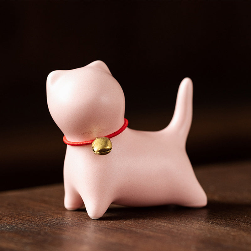 Buddha Stones Mini Piccolo Carino Gatto Tè Animale Domestico Ceramica Casa Scrivania Figurina Decorazione - Gatto in piedi 5*2,5*4,5 cm - Rosa - image 8