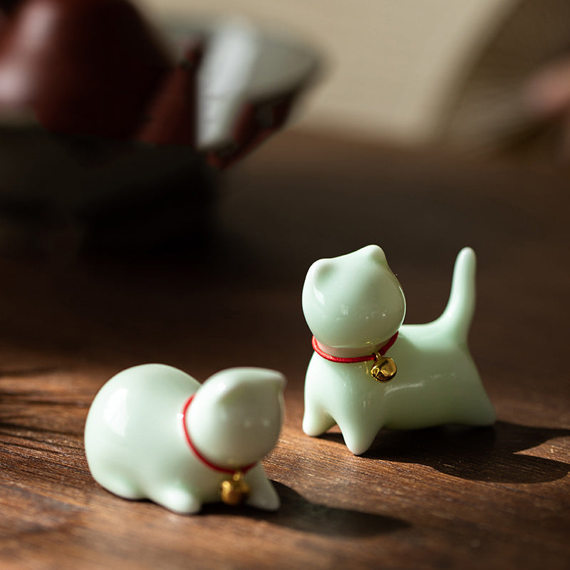 Buddha Stones Mini Piccolo Carino Gatto Tè Animale Domestico Ceramica Casa Scrivania Figurina Decorazione - image 1