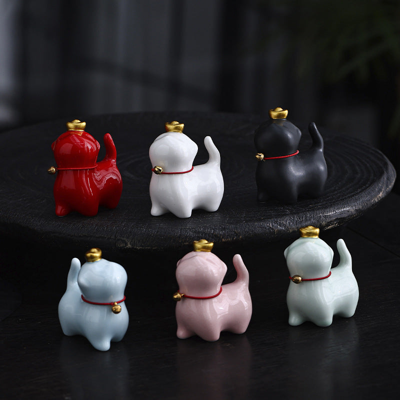 Buddha Stones Mini Lucky Cat Lingotto Tè Animale Domestico Ceramica Casa Scrivania Figurina Decorazione - image 2