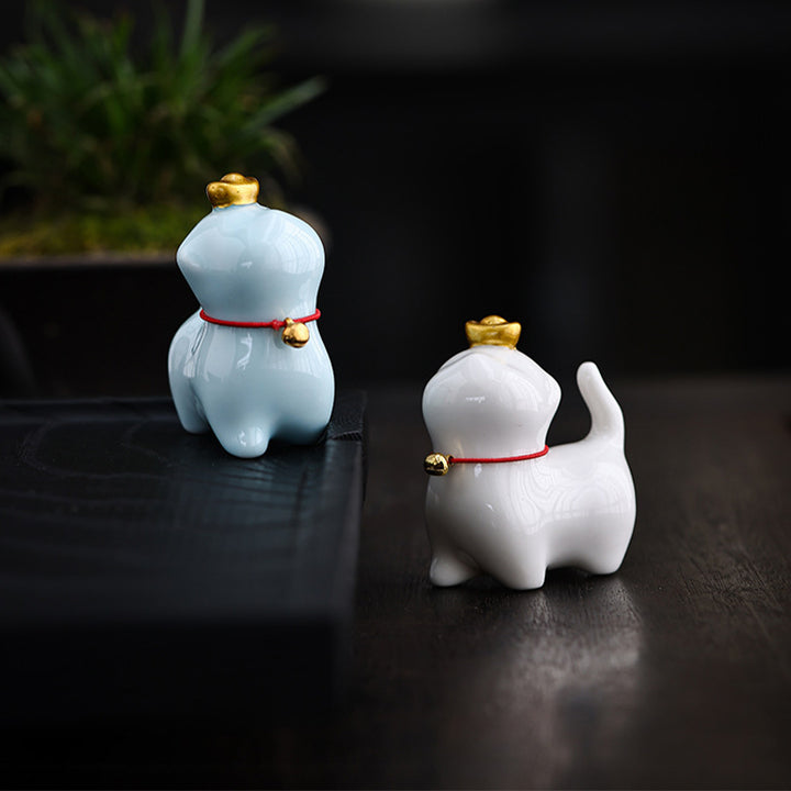 Buddha Stones Mini Lucky Cat Lingotto Tè Animale Domestico Ceramica Casa Scrivania Figurina Decorazione - image 15