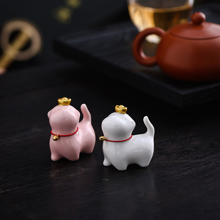 Buddha Stones Mini Lucky Cat Lingotto Tè Animale Domestico Ceramica Casa Scrivania Figurina Decorazione - image 11