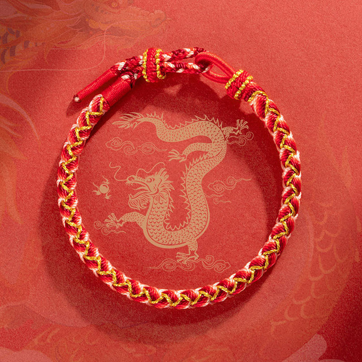 Braccialetto di corda di protezione con scaglie dell'anno del drago fatto a mano Buddha Stones