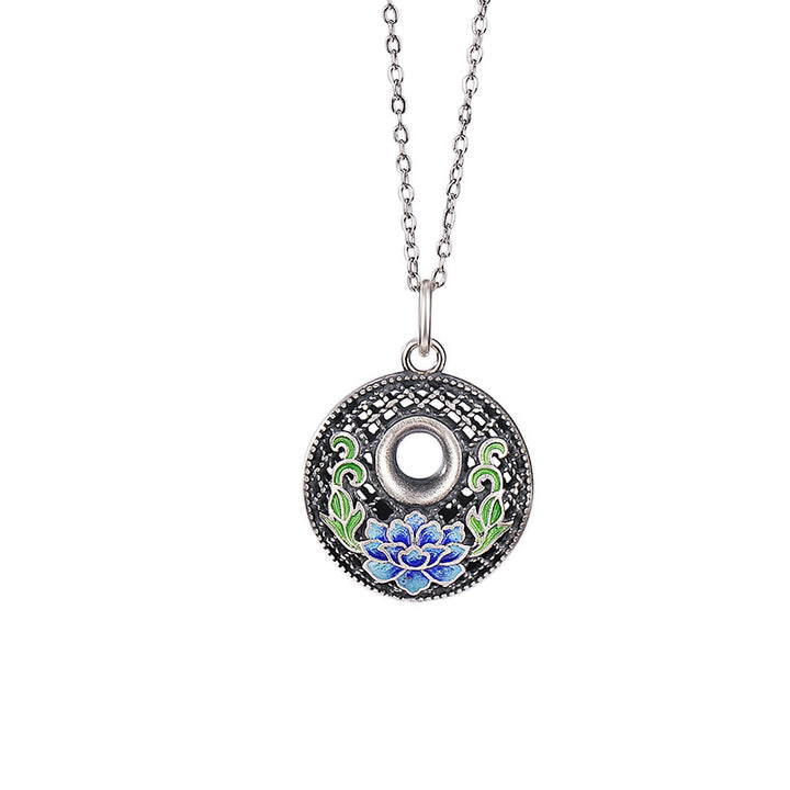 Collana con ciondolo Buddha Stones 999 Sterling Silver Koi Fish Fu Character Lotus Peace Buckle Wealth