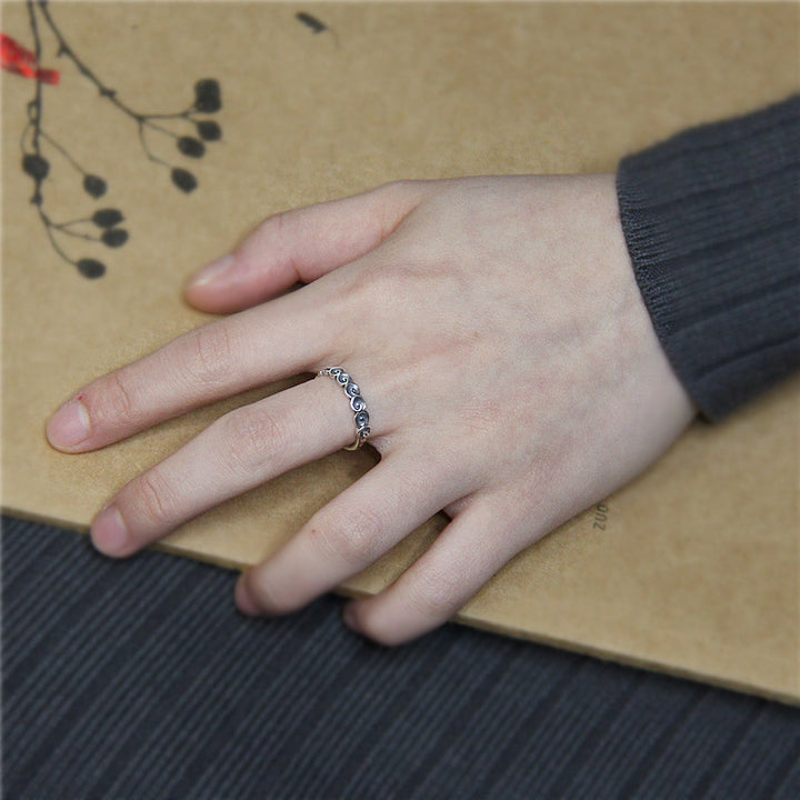 Anello inciso con nuvole di buon auspicio in argento sterling 925 Buddha Stones - image 5