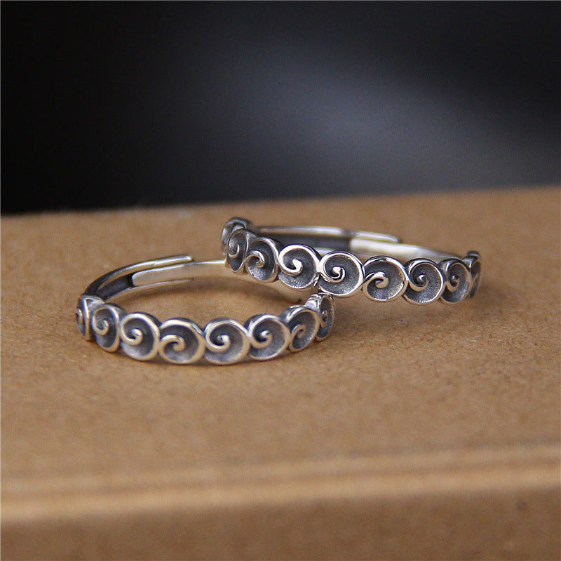 Anello inciso con nuvole di buon auspicio in argento sterling 925 Buddha Stones - image 2