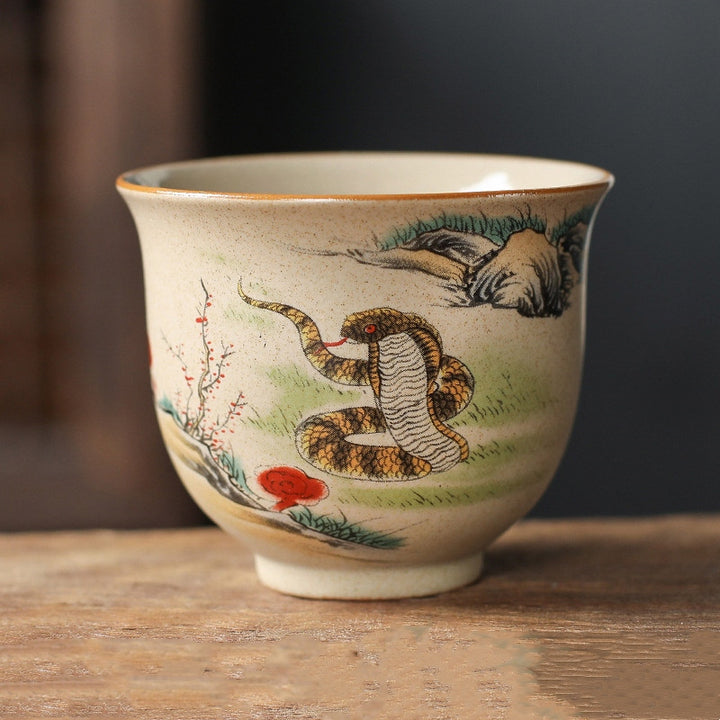 Buddha Stones 12 Zodiaco cinese Tazza da tè in ceramica Tazza da tè Kung Fu 130ml