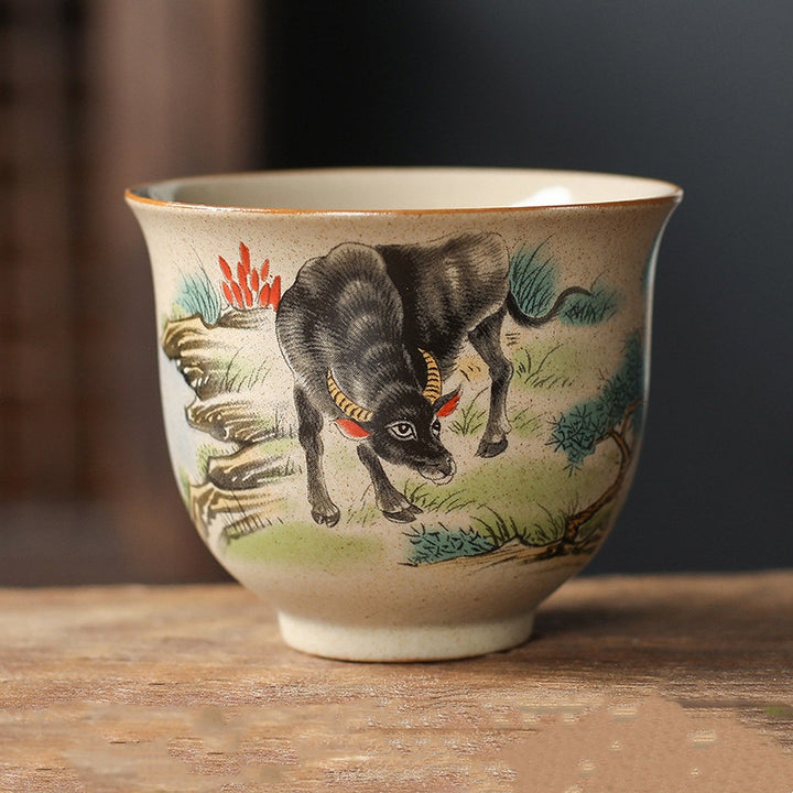 Buddha Stones 12 Zodiaco cinese Tazza da tè in ceramica Tazza da tè Kung Fu 130ml