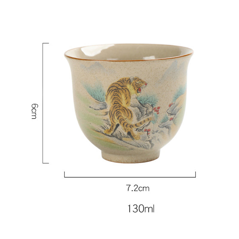 Buddha Stones 12 Zodiaco cinese Tazza da tè in ceramica Tazza da tè Kung Fu 130ml