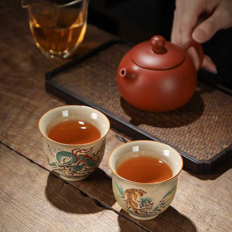 Buddha Stones 12 Zodiaco cinese Tazza da tè in ceramica Tazza da tè Kung Fu 130ml