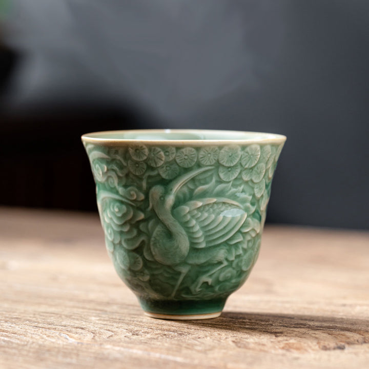Tazza da tè in ceramica Buddha Stones Crane Pine Kung Fu Tea Cup 80ml