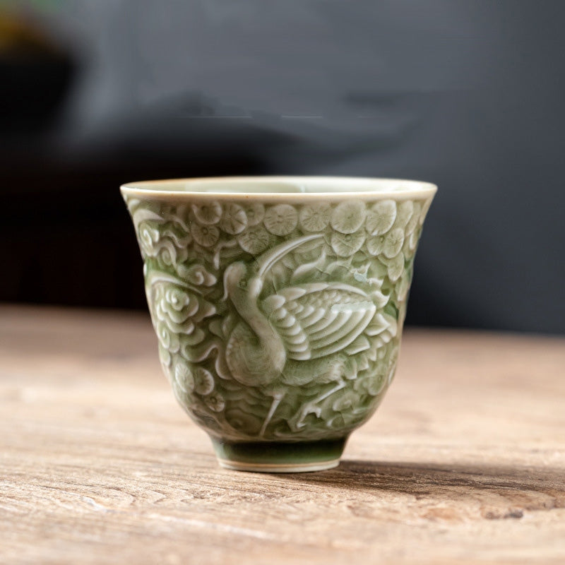 Tazza da tè in ceramica Buddha Stones Crane Pine Kung Fu Tea Cup 80ml