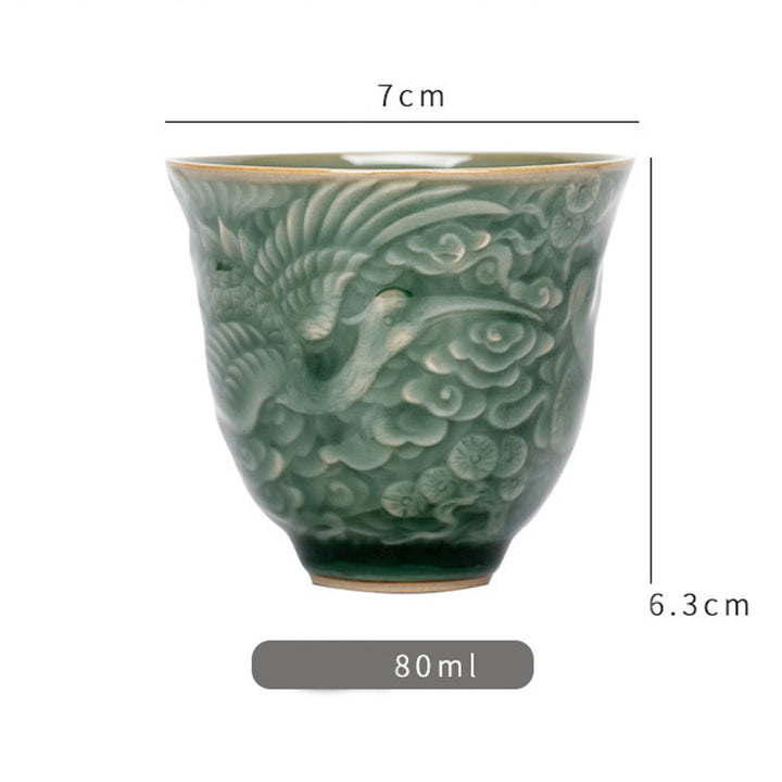Tazza da tè in ceramica Buddha Stones Crane Pine Kung Fu Tea Cup 80ml