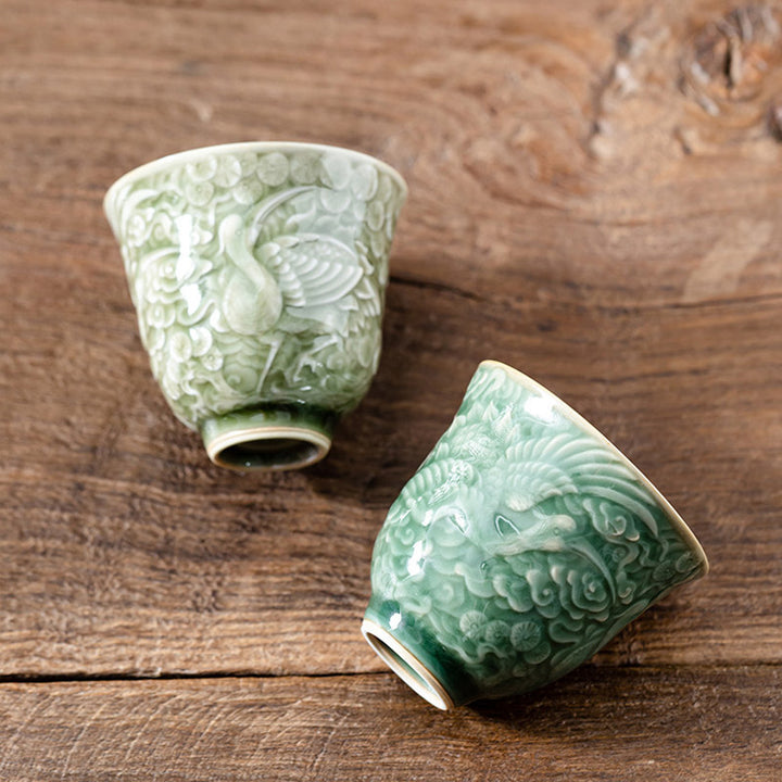 Tazza da tè in ceramica Buddha Stones Crane Pine Kung Fu Tea Cup 80ml