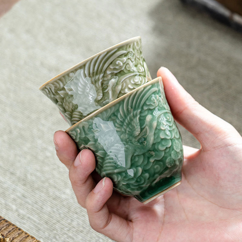 Tazza da tè in ceramica Buddha Stones Crane Pine Kung Fu Tea Cup 80ml