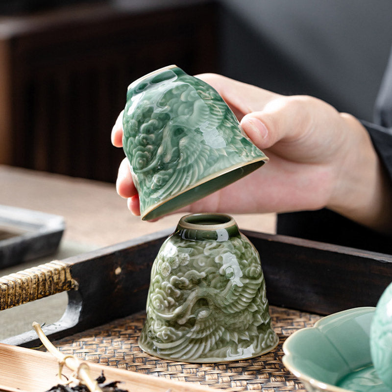 Tazza da tè in ceramica Buddha Stones Crane Pine Kung Fu Tea Cup 80ml