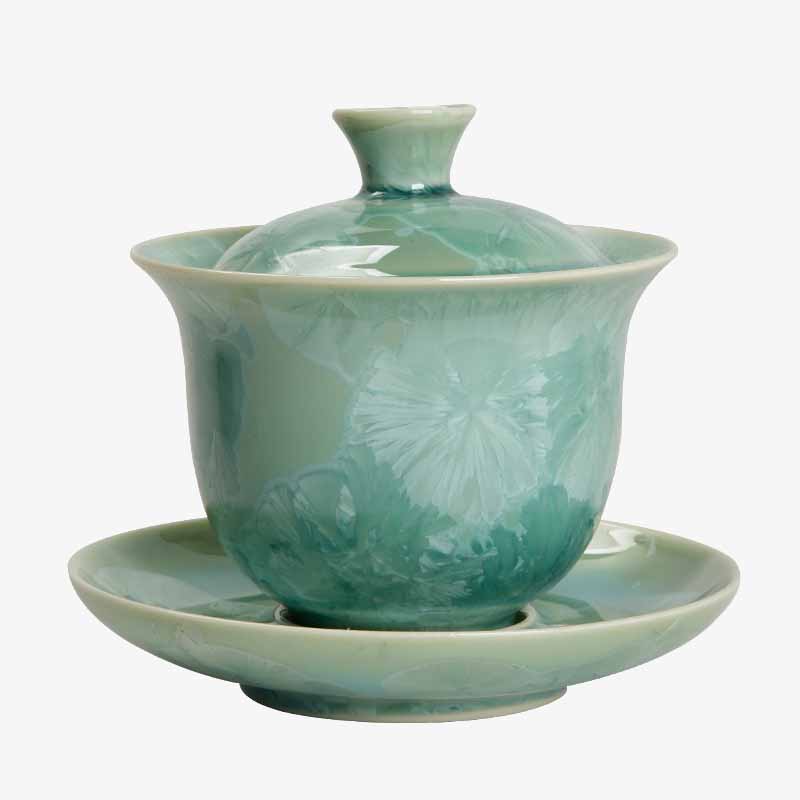 Buddha Stones tradizionale smaltato ceramica Gaiwan Sancai tazza da tè Kung Fu tazza da tè e piattino con coperchio 180ml