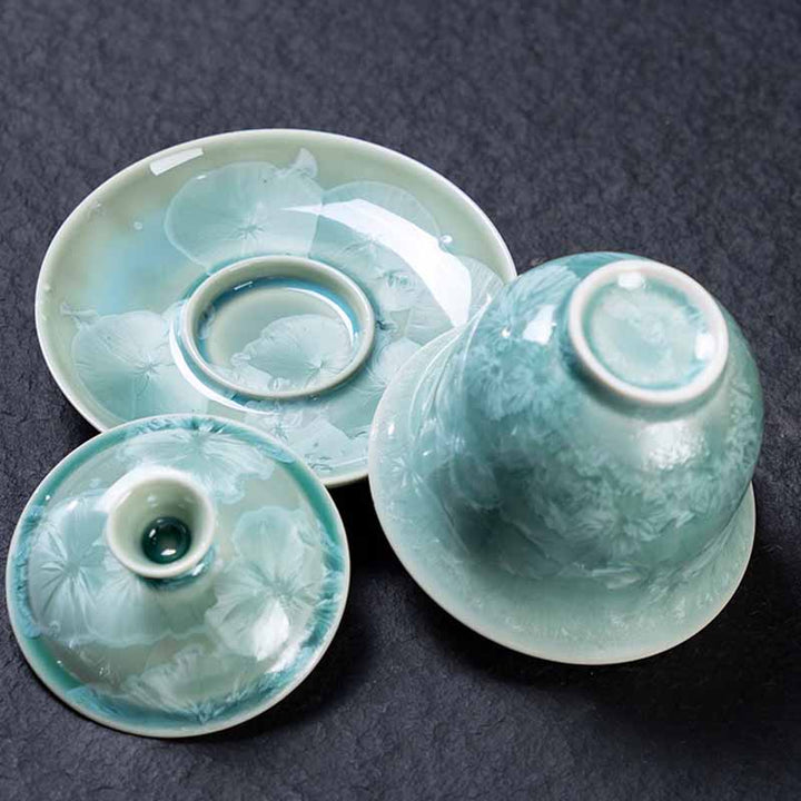Buddha Stones tradizionale smaltato ceramica Gaiwan Sancai tazza da tè Kung Fu tazza da tè e piattino con coperchio 180ml
