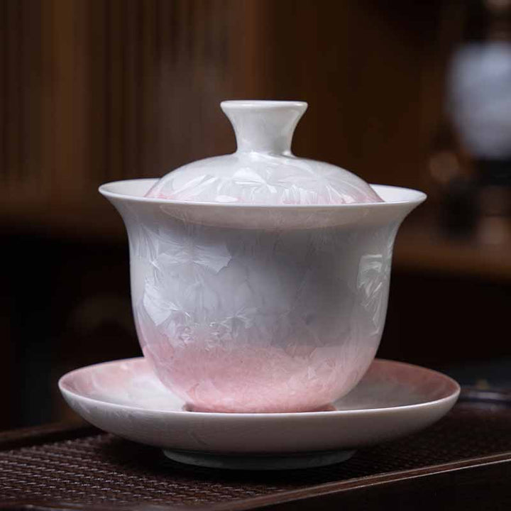Buddha Stones tradizionale smaltato ceramica Gaiwan Sancai tazza da tè Kung Fu tazza da tè e piattino con coperchio 180ml