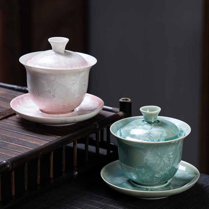 Buddha Stones tradizionale smaltato ceramica Gaiwan Sancai tazza da tè Kung Fu tazza da tè e piattino con coperchio 180ml