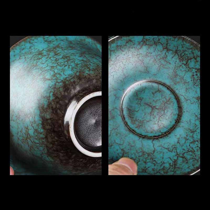 Buddha Stones tradizionale pino verde ceramica Gaiwan Sancai tazza da tè Kung Fu tazza da tè e piattino con coperchio