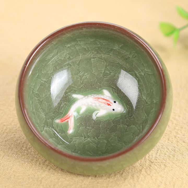 Buddha Stones Carino Koi Fish Tazza da tè in ceramica Kung Fu Tazza da tè Ciotola 45ml