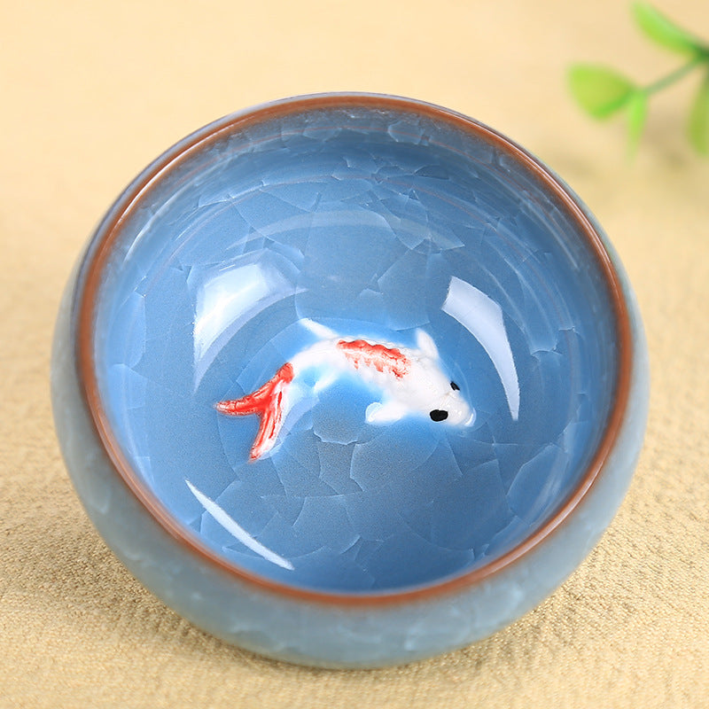 Buddha Stones Carino Koi Fish Tazza da tè in ceramica Kung Fu Tazza da tè Ciotola 45ml