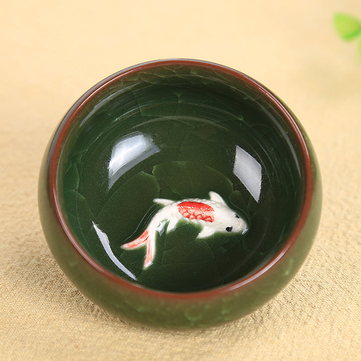 Buddha Stones Carino Koi Fish Tazza da tè in ceramica Kung Fu Tazza da tè Ciotola 45ml