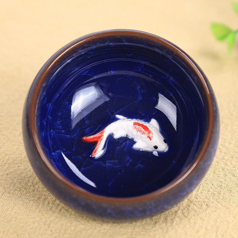 Buddha Stones Carino Koi Fish Tazza da tè in ceramica Kung Fu Tazza da tè Ciotola 45ml