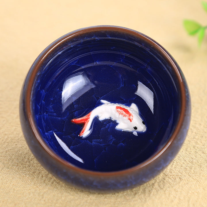 Buddha Stones Carino Koi Fish Tazza da tè in ceramica Kung Fu Tazza da tè Ciotola 45ml