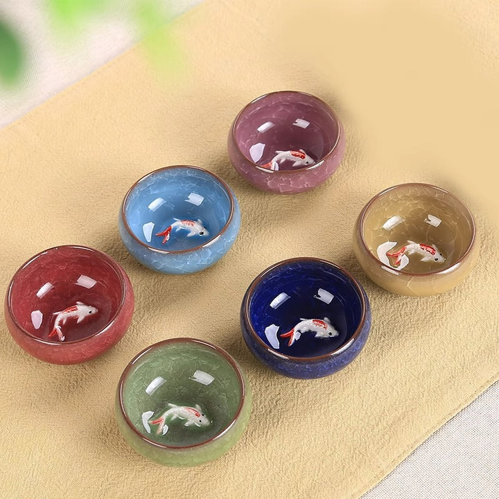 Buddha Stones Carino Koi Fish Tazza da tè in ceramica Kung Fu Tazza da tè Ciotola 45ml