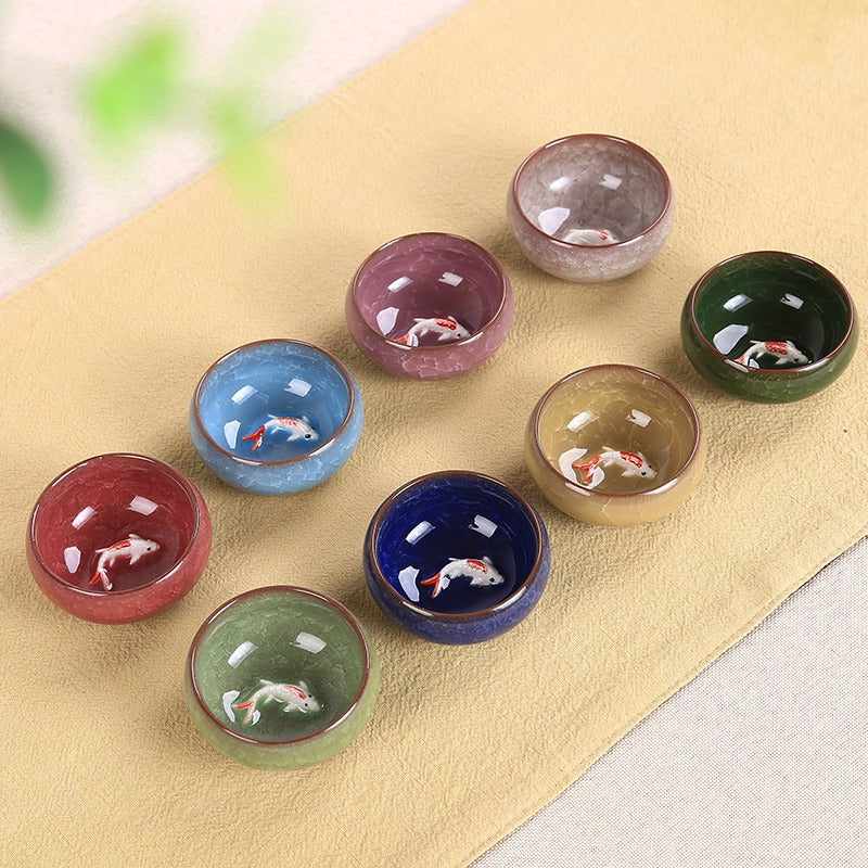 Buddha Stones Carino Koi Fish Tazza da tè in ceramica Kung Fu Tazza da tè Ciotola 45ml