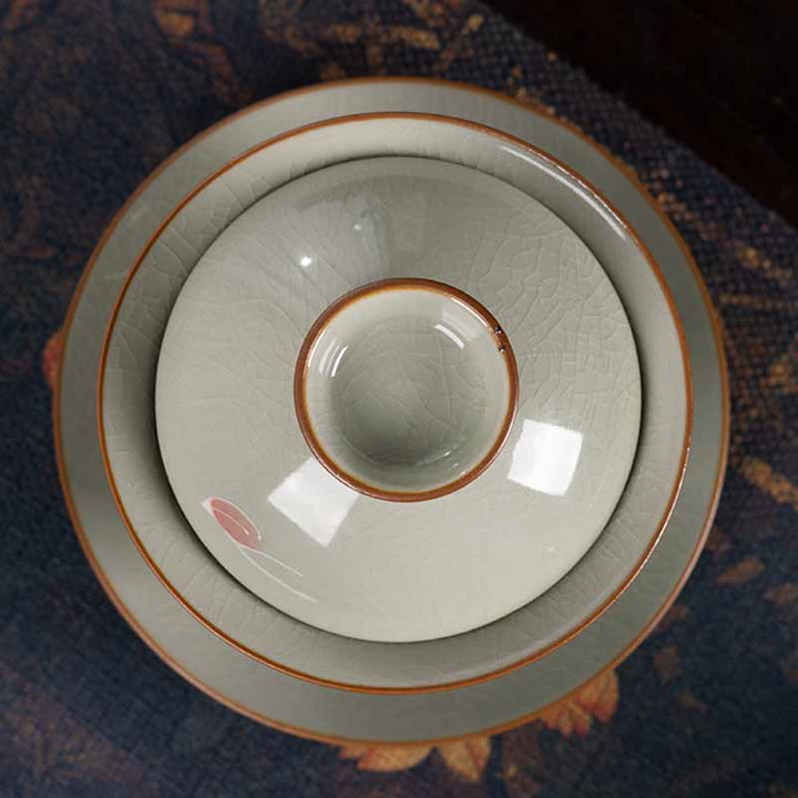 Buddha Stones Lotus Koi Fish Pod Leaf Ceramic Gaiwan Sancai Tazza da tè Kung Fu Tazza da tè e piattino con coperchio 140ml