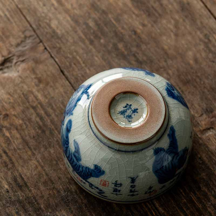 Buddha Stones Jingdezhen Tazza da tè in ceramica dipinta a mano con tigre carina Tazza da tè Kung Fu Ciotola da 140 ml