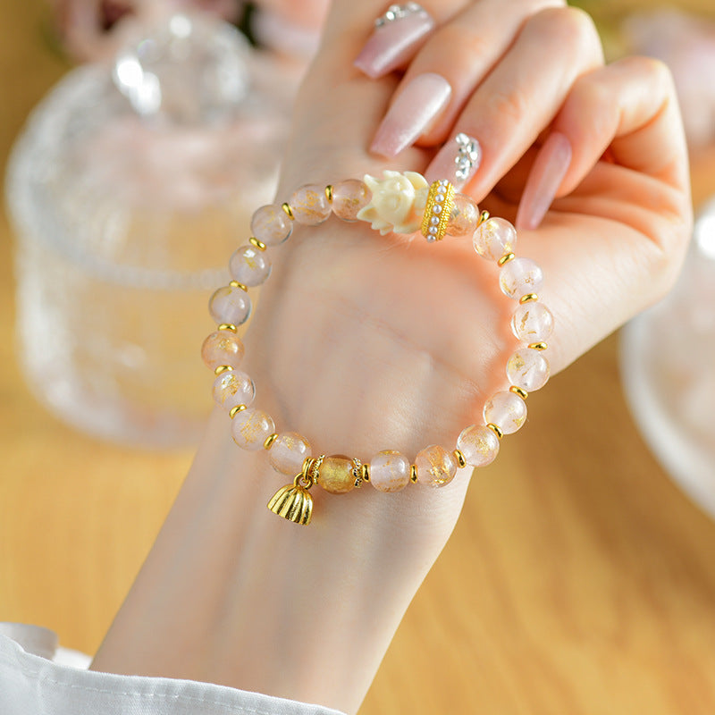 Bracciale con ciondolo a forma di loto, volpe a nove code, Buddha Stones, incenso tibetano, cenere, perle di vetro Liuli