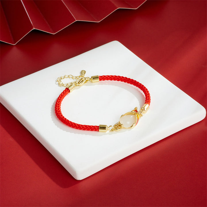 Buddha Stones Calcedonio Fortuna Koi Pesce Ricchezza Bracciale Collana Pendente