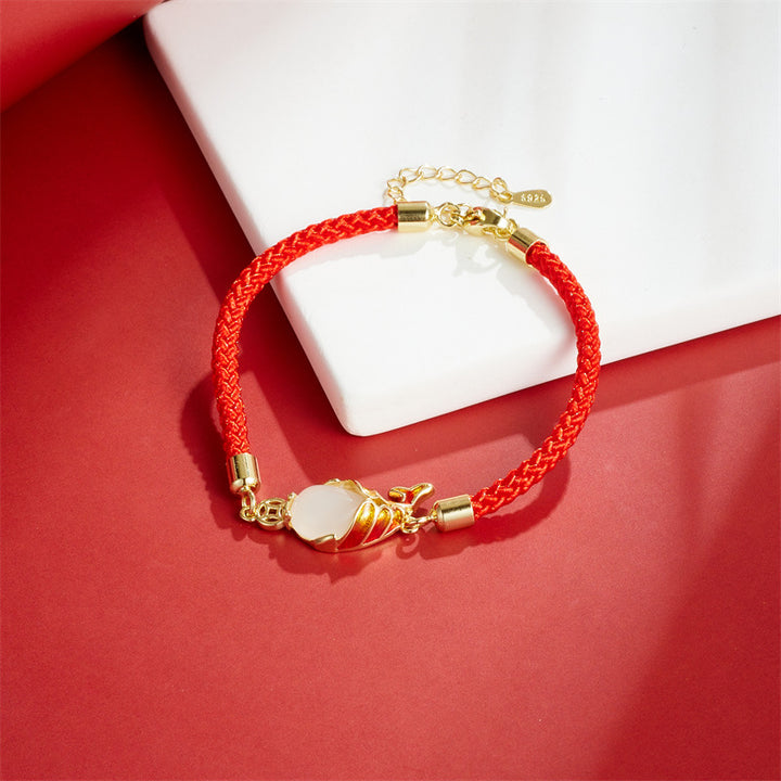 Buddha Stones Calcedonio Fortuna Koi Pesce Ricchezza Bracciale Collana Pendente