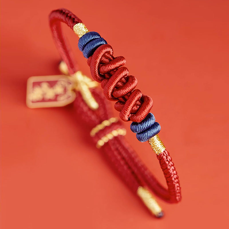 Bracciale intrecciato con ciondolo a forma di pesce koi in argento sterling 925 Buddha Stones Wealth Success