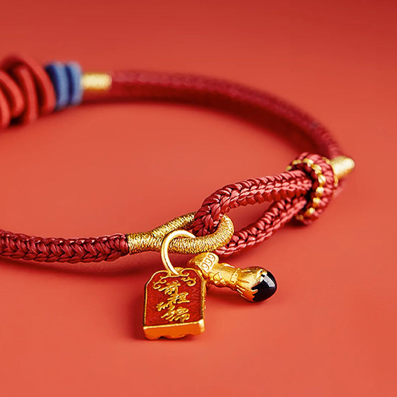 Bracciale intrecciato con ciondolo a forma di pesce koi in argento sterling 925 Buddha Stones Wealth Success