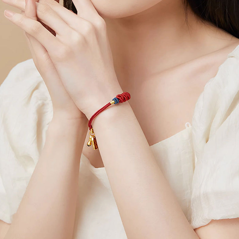 Bracciale intrecciato con ciondolo a forma di pesce koi in argento sterling 925 Buddha Stones Wealth Success