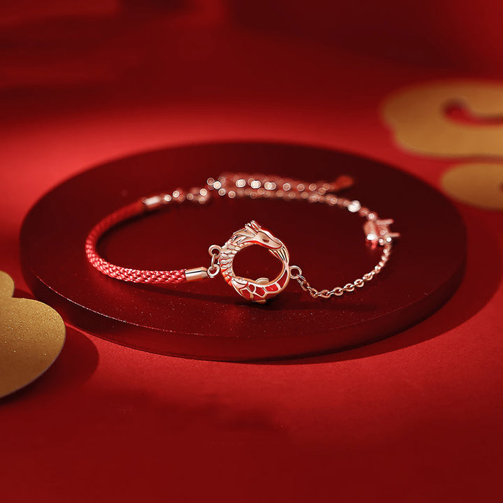 Braccialetto di protezione della fortuna con pesce koi in rame e pietre Buddha Stones in argento sterling 925 dell'anno del drago