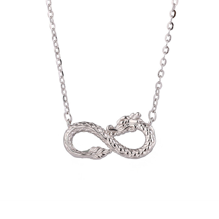 Collana con ciondolo a forma di nodo infinito dell'anno del drago in argento sterling 999 Buddha Stones