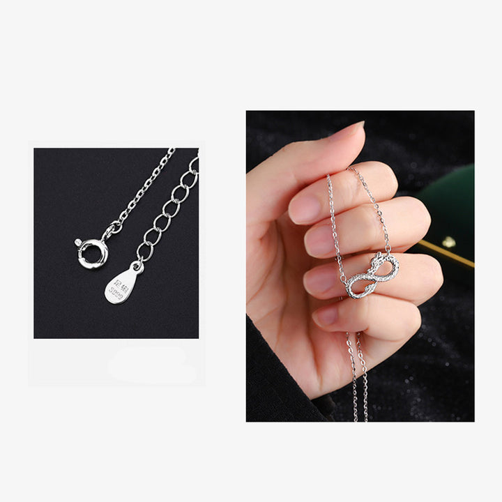 Collana con ciondolo a forma di nodo infinito dell'anno del drago in argento sterling 999 Buddha Stones